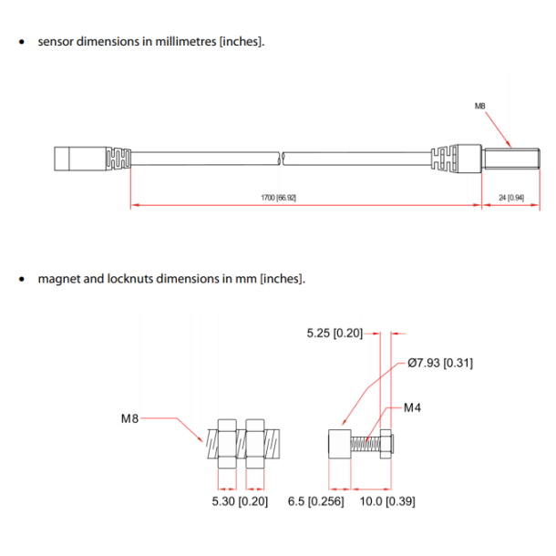 Hastighed sensor 150 cm metal stik