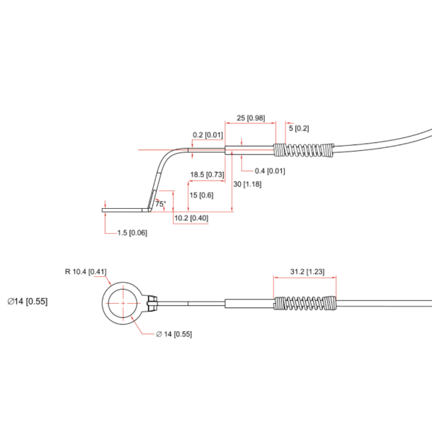 MyChron4/5/6 CHT 14 mm TC temperatur sensor 30 cm kabel