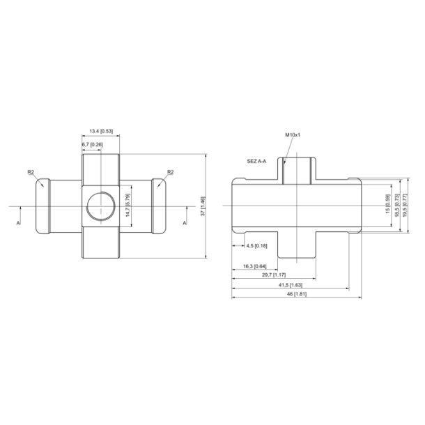T-stykke til vand temp.